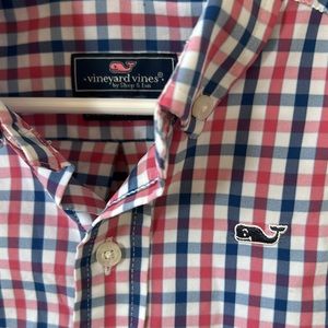 Vineyard Vines Performance Blend Fabric Moisture Wicking Plaid Whale Shirt 3T